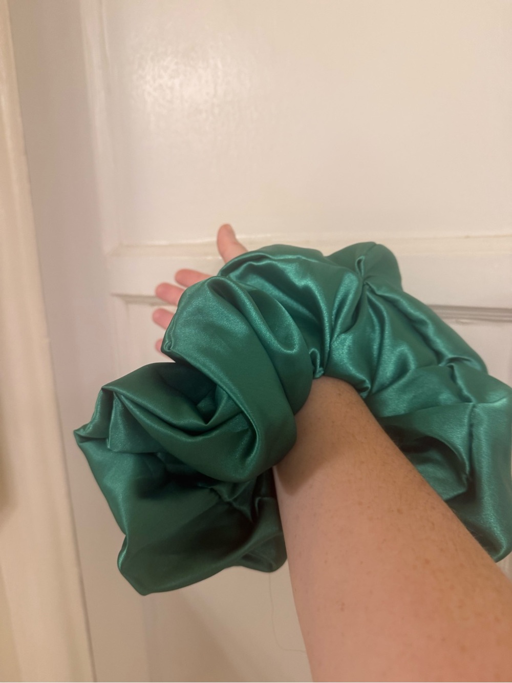 JUMBO Green Satin Oversized Scrunchie